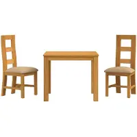 vidaXL Eetset, 3 stuks, beige, massief eikenhout