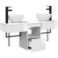 vidaXL Badkameraccessoireset, 3 stuks, hoogglanzend wit, houtvezel