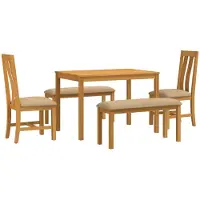 vidaXL Eetkamerset 5 st Beige Massief Eikenhout