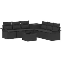 vidaXL Bankstel 8 st Zwart 55 x 55 x 37 cm Poly Rattan en Staal