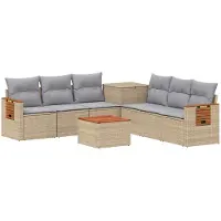 vidaXL Bankstel 8 st Beige en Lichtgrijs 55 x 55 x 37 cm