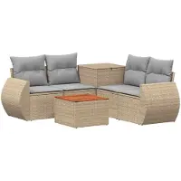 vidaXL Bankstel 6 st Beige en Lichtgrijs 55 x 55 x 37 cm