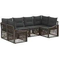 vidaXL Tuinset met 6 zitplaatsen, grijs, polyrotan
