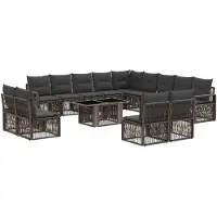 vidaXL Tuinbank Set 14 st Grijs en Donkergrijs poly rattan