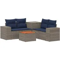 vidaXL Bankstel 6 st Grijs en Marineblauw 55 x 55 x 37 cm