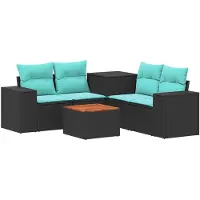 vidaXL Bankstel 6 st Zwart en Blauw 55 x 55 x 37 cm