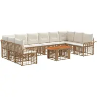 vidaXL Tuinbank Set 11 st Natuurlijk en Crème Wit poly rattan