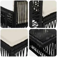 vidaXL Tuinbank Set 7 st Zwart en Crème Wit poly rattan
