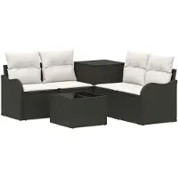 vidaXL Bankstel 6 st Zwart en Crème Wit 55 x 55 x 37 cm