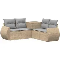 vidaXL Bankstel 5 st Beige en Lichtgrijs 188 x 188 x 85 cm