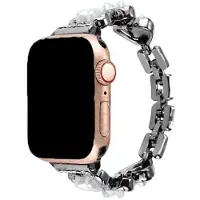 123Watches bandje Demi - staal - zwart - 38 · 40 · 41 & 42 mm - Geschikt voor Apple Watch series 1/2/3/4/5/6/7/8/9/10/11/12/SE/SE2/SE3