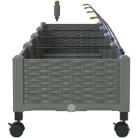 vidaXL Tuin Plantenbak met Irrigatie en Wielen 4 st Lichtgrijs PP