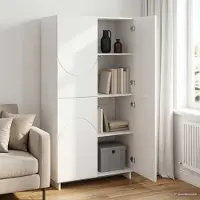 vidaXL Highboard Hoogglans Wit 79 x 41 x 151 cm Bewerkt hout