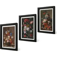 Coloray 4-Delige Schilderij Set - Bloemen in vazen: diverse vintage plantencomposities - 20 x 30 cm - Muurdecoratie - Schilderijen Set - Woonkamer - Interieur Decoratie