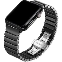 123Watches bandje Lumora - keramisch - zwart - 38 · 40 · 41 & 42 mm - Geschikt voor Apple Watch series 1/2/3/4/5/6/7/8/9/10/11/12/SE/SE2/SE3