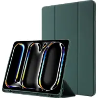 Mobigear Tablethoes geschikt voor Apple iPad Pro 13 Inch (2024) Hoes | Tri-Fold Gel Bookcase + Stylus Houder - Groen