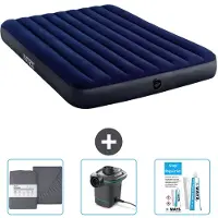 Intex Luchtbed - 2-Persoons - 152 x 203 x 25 cm cm - Blauw - Inclusief Hoeslaken - Pomp en Reparatieset