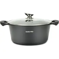 Swiss Pro+ Braadpan - met glazen deksel - Zwart - 32 cm - Antiaanbaklaag