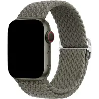 123Watches bandje Weavy - nylon - groen olijf - 38 · 40 · 41 & 42 mm - Geschikt voor Apple Watch series 1/2/3/4/5/6/7/8/9/10/11/12/SE/SE2/SE3