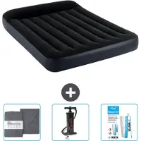 Intex Luchtbed - Twijfelaar - 137 x 191 x 25 cm - Donkerblauw - Inclusief Hoeslaken - Pomp en Reparatieset