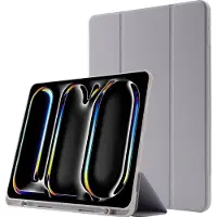 Mobigear Tablethoes geschikt voor Apple iPad Pro 11 Inch (2024) Hoes | Tri-Fold Gel Bookcase + Stylus Houder - Grijs