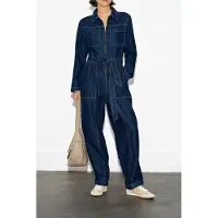 French Connection Archie Denim Leg Boiler Suit Dark Indigo Dark Indigo Maat: 8 | Jumpsuits Outlet | Dames | Blauw