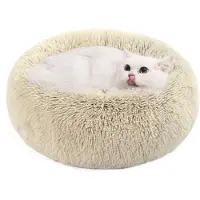 Famanu – Donzig hondenbed en kattenmand van lang pluche, 50 cm diameter