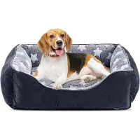 Markenlos – Hondenbed voor middelgrote honden, wasbare hondenmand met antislip, wollig hondenmatras met verhoogde randen, ideaal voor honden en katten