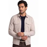 Born with Appetite Beige geprint overshirt rits borstzakken