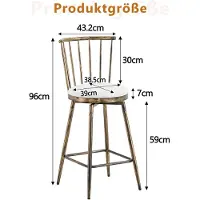 HAUSS SPOLE Barkruk - Windsor Stijl - Set Van 2 Met Gewatteerde Zitting En Rugleuning - Voor Keukeneiland En Bar - Metaal En Kunstleer - Bruin Wit