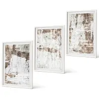 Coloray 3-Delige Schilderij Set - Abstracte patronen in tinten wit en bruin. - 40x60 - Muurdecoratie - Wanddecoratie - Hal
