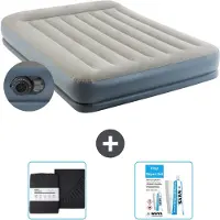 Intex Luchtbed - 2-Persoons - 152 x 203 x 30 cm - Grijs - Inclusief pomp - Hoeslaken en Reparatieset