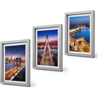 Coloray 4-Delige Schilderij Set - Stadsgezichten 's nachts met bruggen en rivieren - 20 x 30 cm - Decoratieve Schilderijen - Woonkamer - Interieur - Stijlvolle Muurdecoratie