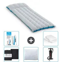Intex Campingmatras – 1 persoon – 67 x 184 x 17 cm – Blauw – Inclusief: laken, kussen, pomp, reparatieset en kussenbeschermer