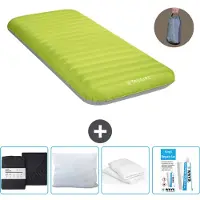 Intex Campingmatras - 1 persoon - 76 x 191 x 17 cm - Groen - Inclusief pomp - Spanlaken - Kussen - Reparatieset en kussenbeschermer