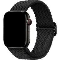 123Watches bandje Weavy - nylon - zwart - 44 · 45 · 46 & 49 mm - Geschikt voor Apple Watch series 1/2/3/4/5/6/7/8/9/10/11/12/SE/SE2/SE3/Ultra/Ultra 2/Ultra 3/Ultra 4