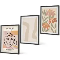 Coloray 4-Delige Schilderij Set - Vrouw in moderne stijl met abstracte patronen - 40 x 60 cm - Moderne Wanddecoratie - Slaapkamer - Muurdecoratie