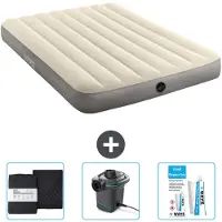 Intex Luchtbed - Twijfelaar - 137 x 191 x 25 cm - Beige - Inclusief Hoeslaken - Pomp en Reparatieset