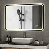 HAUSS SPOLE Spiegel – LED Badkamerspiegel 70x90 Cm – Aluminium En Gehard Glas – Zwart – Wandmontage Met Anti-Condens En Dimbaar Licht