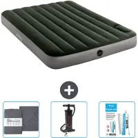 Intex luchtbed - tweepersoonsbed - 137 x 191 x 25 cm - groen - met hoeslaken - inclusief pomp en reparatieset