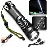 Retoo Krachtige LED Zaklamp 5000 Lumen – Oplaadbare Zaklamp met USB-C – Zoomfunctie – 5 Lichtstanden – IPX5 – Inclusief Accu