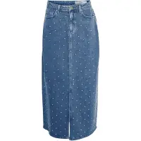 Vero Moda Tessa-denim midi-rok met normale pasvorm voor dames (Blauwe Denim)