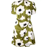 Ax Paris Mini-avondjurk voor dames met bloemenprint, van polyester en met plooien aan de zijkant (Olijf)