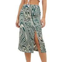 Brave Soul Midi-rok met wervelend patroon voor dames (Groen)