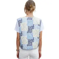 Threadbare Dames Cabos Patchwork Gevoerde Regular Gilet (Blauw)
