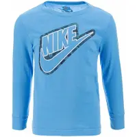Nike Kinder-T-shirt met lange mouwen en camouflageprint (Universitair Blauw)