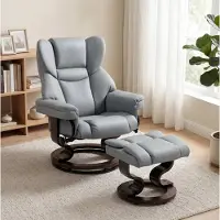 HAUSS SPOLE Relaxfauteuil - Draaibare Fauteuil Met Voetenbank - Handmatig Verstelbare Rugleuning - Voor Woonkamer - Kunstleer Lichtgrijs