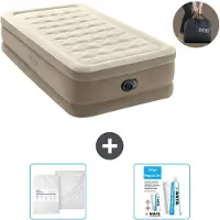 Intex Luchtbed - 1-Persoons - 99 x 191 x 46 cm - Beige - Inclusief pomp - Hoeslaken en Reparatieset