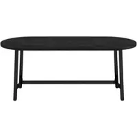 MODFU Eettafel - Afgeronde Hoeken - Modern - Eetkamer - MDF En Metaal - Zwart - 180x80x75 Cm