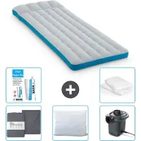 Intex Campingmat - Twijfelaar - 72 x 189 x 20 cm - Blauw - Inclusief Hoeslaken - Kussen - Pomp - Reparatieset en Kussenbeschermer